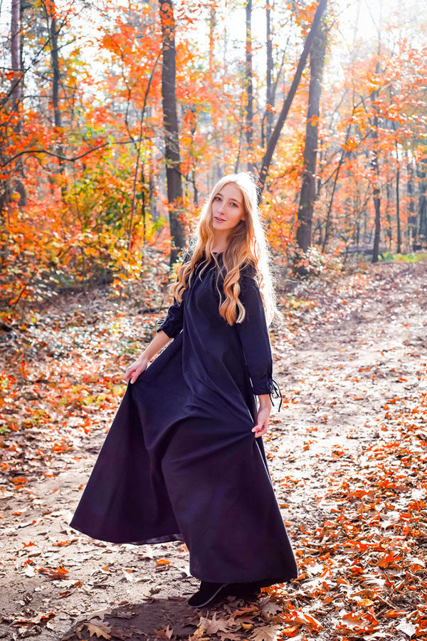 Vestido medieval mujer largo negro