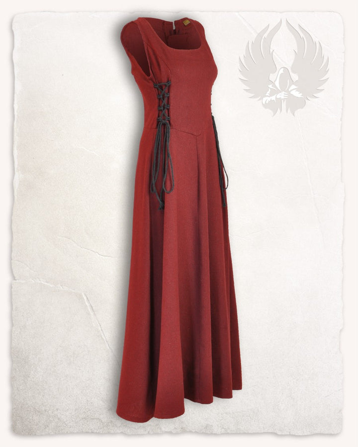 Vestido medieval de lona modelo Uma, burdeos
