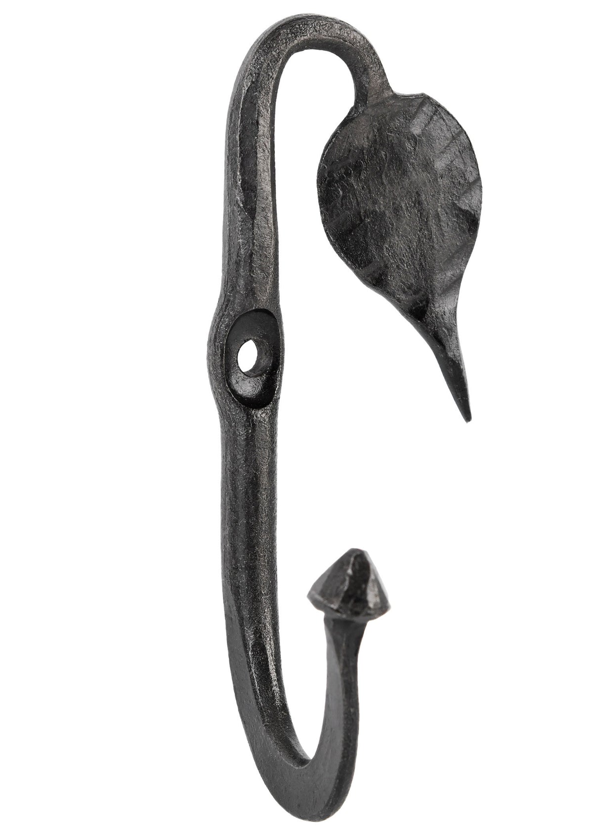 Gancho de pared forjado a mano con hoja (10 cm.)