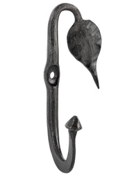 Gancho de pared forjado a mano con hoja (10 cm.)