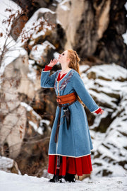 Abrigo vikingo para mujer modelo Birka Skadi, azul