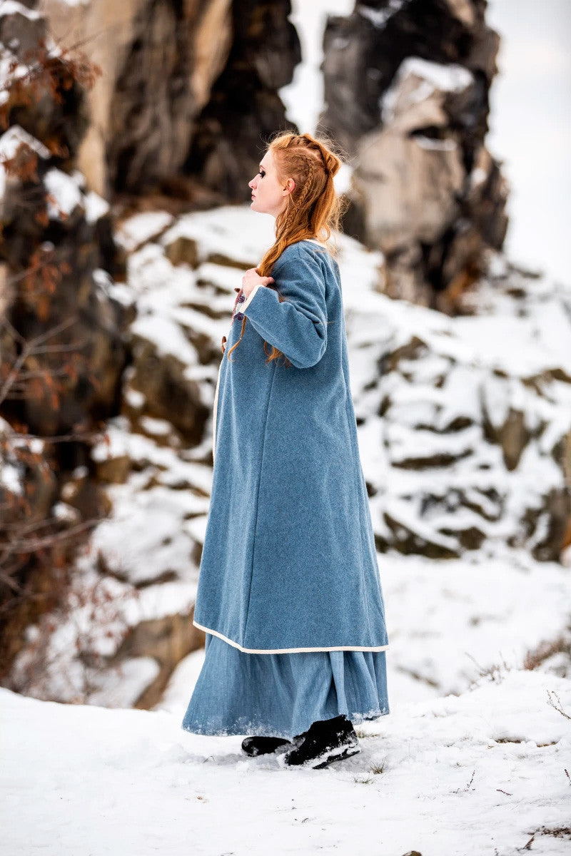 Abrigo vikingo para mujer modelo Birka Skadi, azul