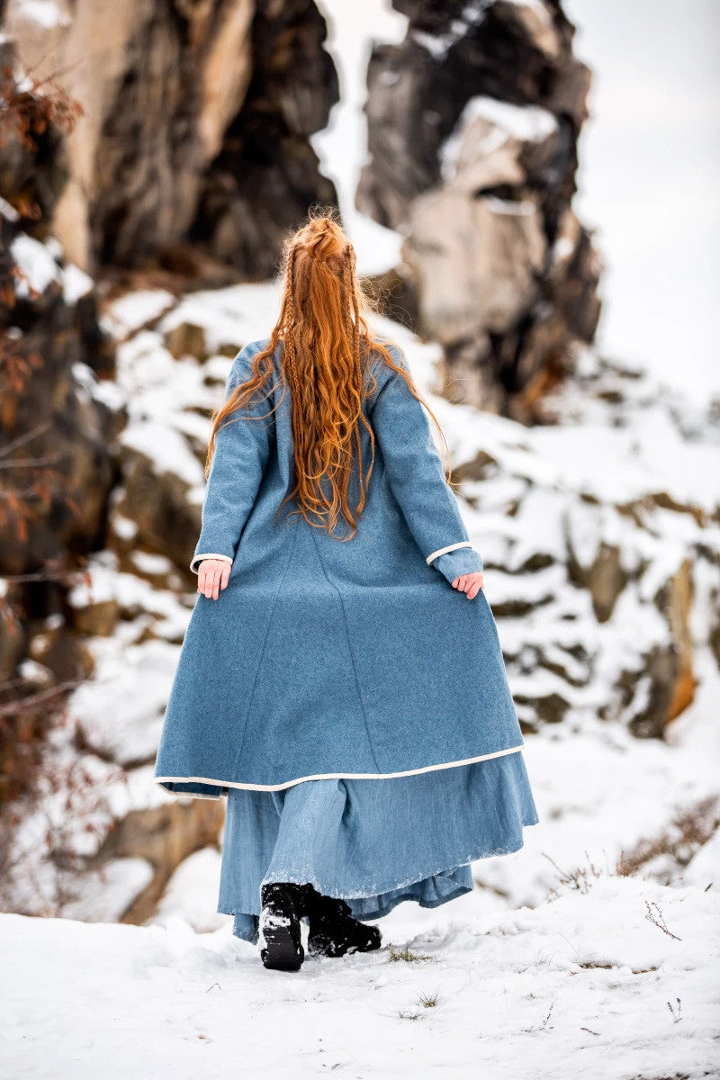 Abrigo vikingo para mujer modelo Birka Skadi, azul