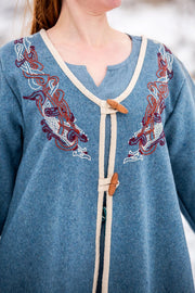 Abrigo vikingo para mujer modelo Birka Skadi, azul