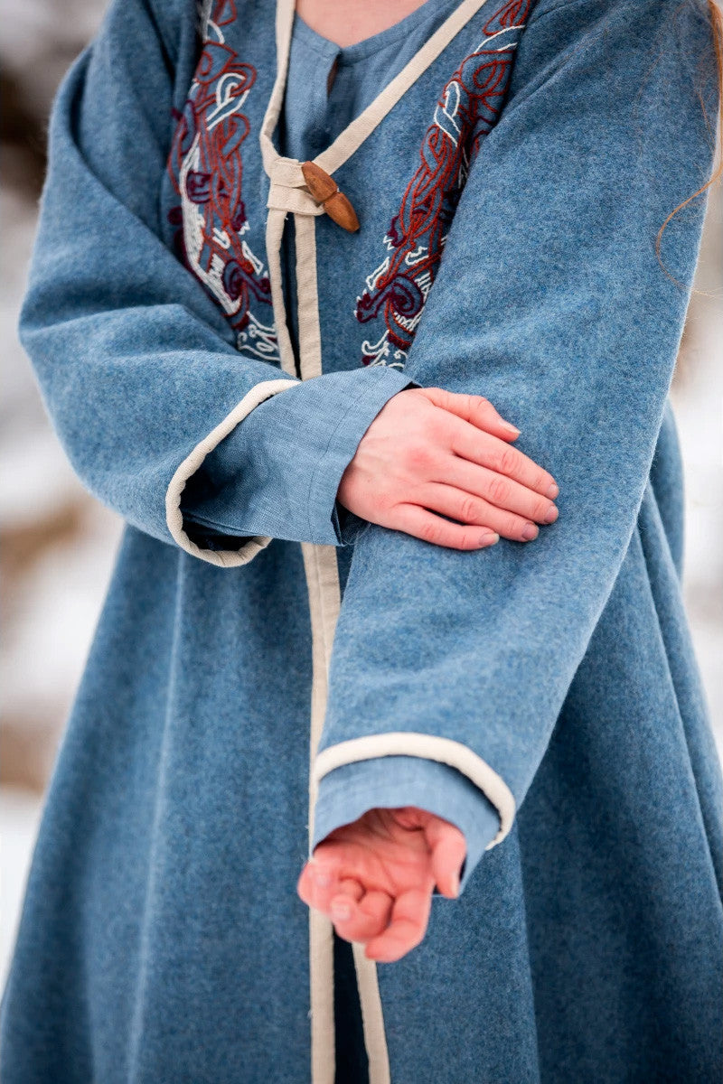 Abrigo vikingo para mujer modelo Birka Skadi, azul