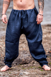 Pantalones vikingos lino Wodan, azul oscuro