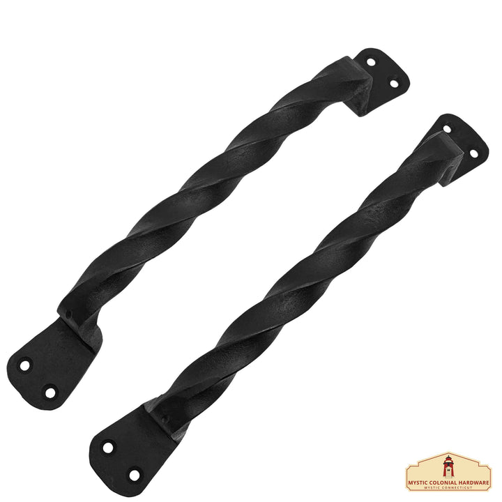Set 2 Tiradores de puerta medieval trenzados en forja