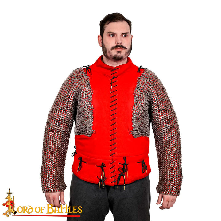 Hombros y mangas de malla con anillas planas remachadas