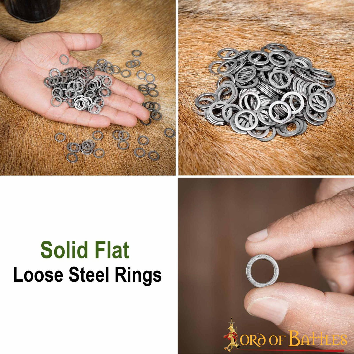Anillos planos sólidos de acero pulido, 9 mm