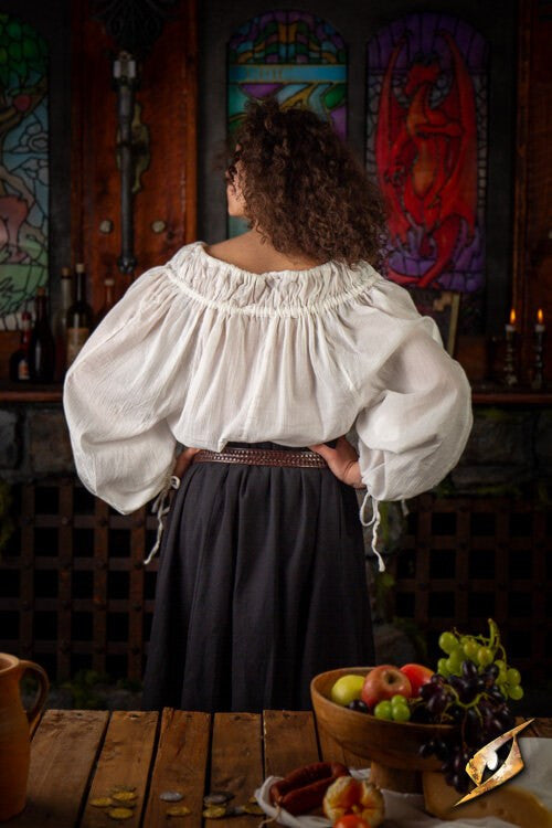 Camisa medieval modelo Crinkle, color blanco