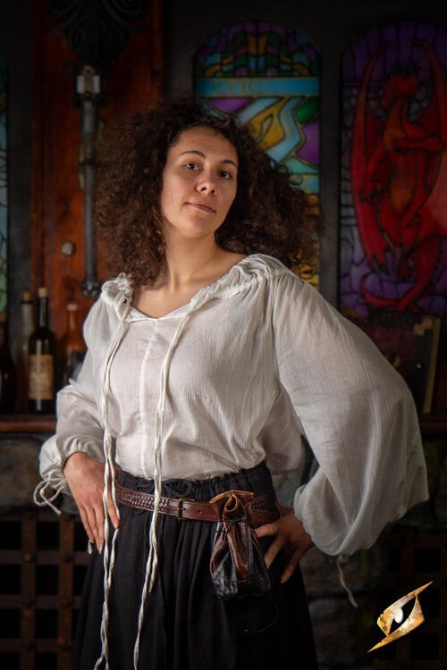 Camisa medieval modelo Crinkle, color blanco