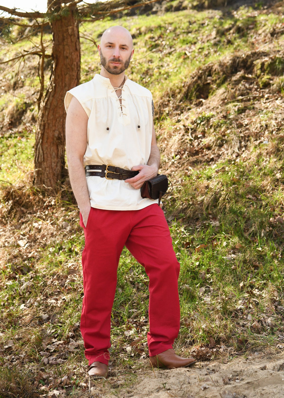 Pantalones medieval básicos modelo Hagen, rojo
