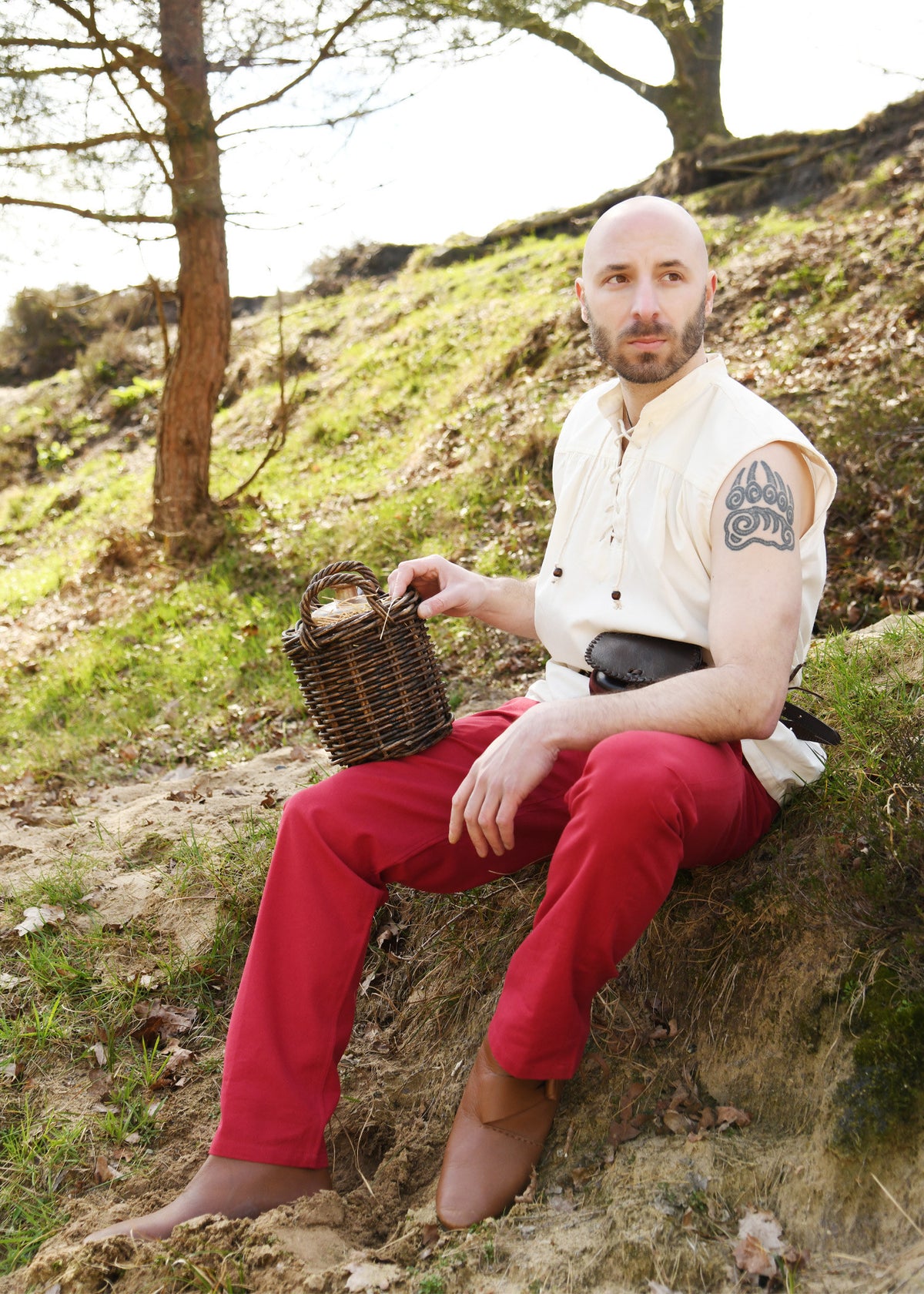 Pantalones medieval básicos modelo Hagen, rojo