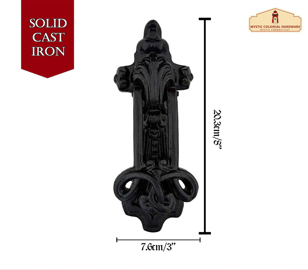 Aldaba gótica medieval de hierro hecha a mano ( 20,3 cm.)