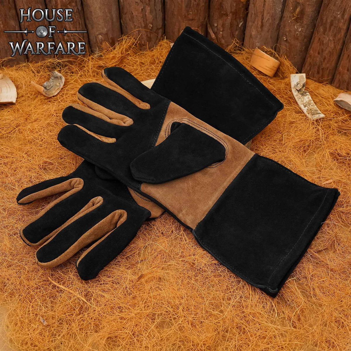 Guantes medievales piel de ante, varias tallas