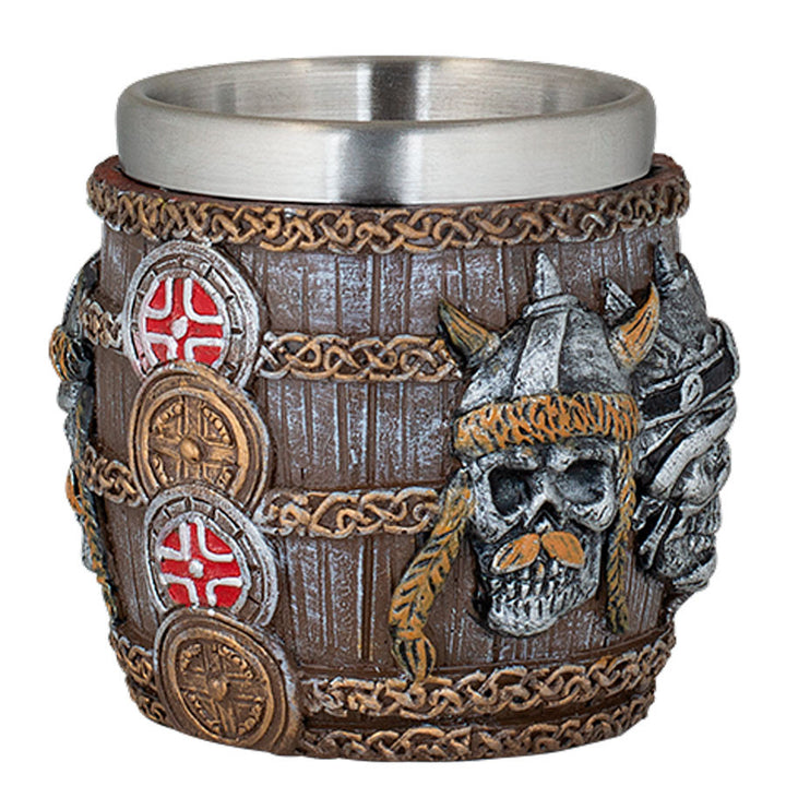 Vaso chupito Cabeza y escudos vikingos (6,5 cm.)