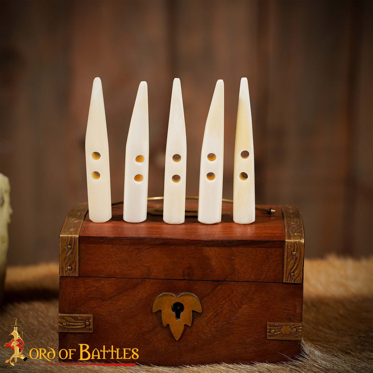 Set 5 botones hueso tallado para camisas vikingas