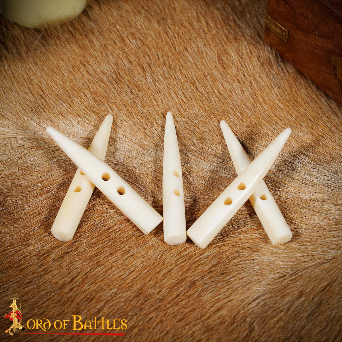 Set 5 botones hueso tallado para camisas vikingas