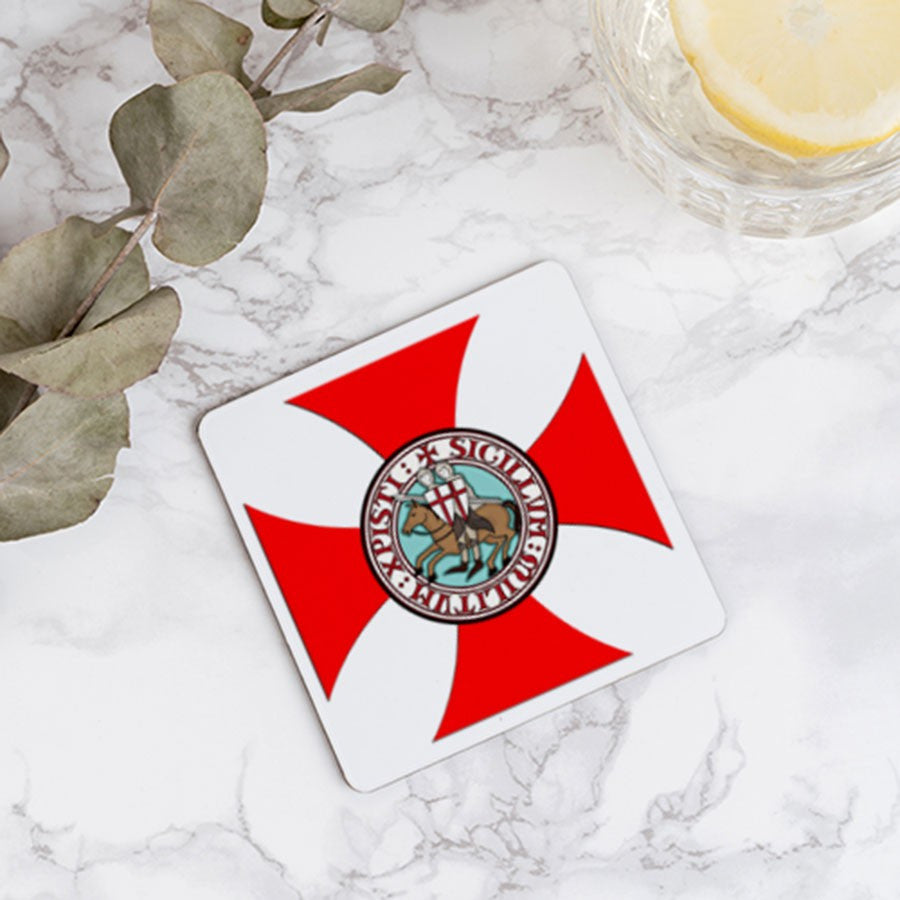 Pack Desayuno Templario: Taza + Posavasos Caballeros Templarios