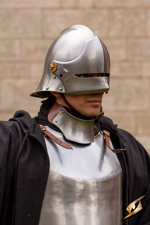 Casco Sallet medieval de mercenario modelo Renegade, acabado mate
