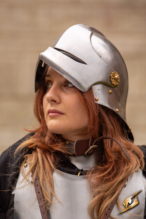 Casco Sallet medieval de mercenario modelo Renegade, acabado mate
