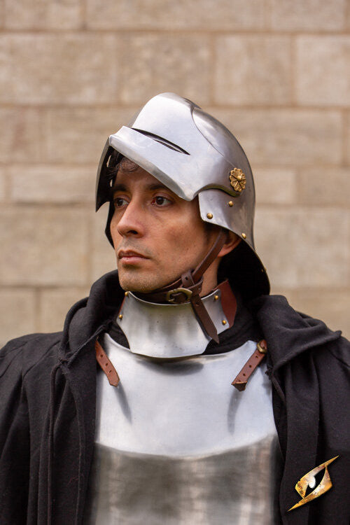 Casco Sallet medieval de mercenario modelo Renegade, acabado mate