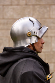 Casco Sallet medieval de mercenario modelo Renegade, acabado mate