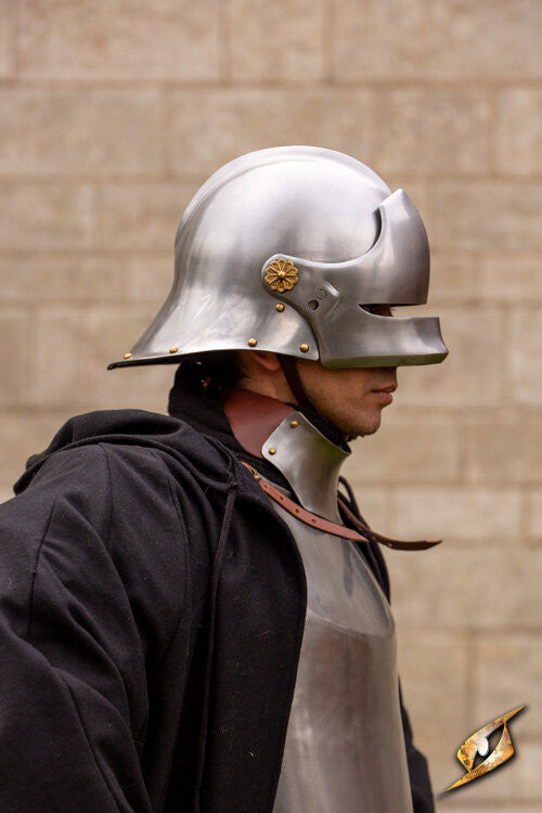 Casco Sallet medieval de mercenario modelo Renegade, acabado mate