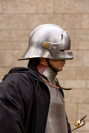 Casco Sallet medieval de mercenario modelo Renegade, acabado mate