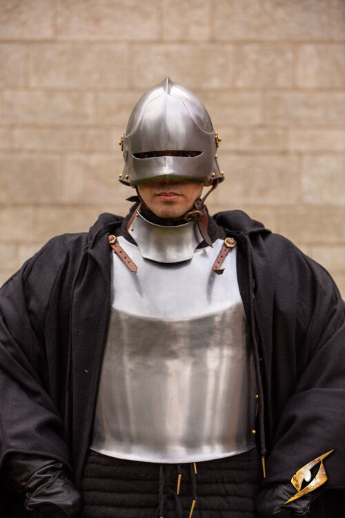 Casco Sallet medieval de mercenario modelo Renegade, acabado mate