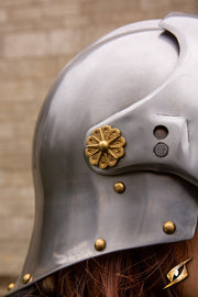 Casco Sallet medieval de mercenario modelo Renegade, acabado mate