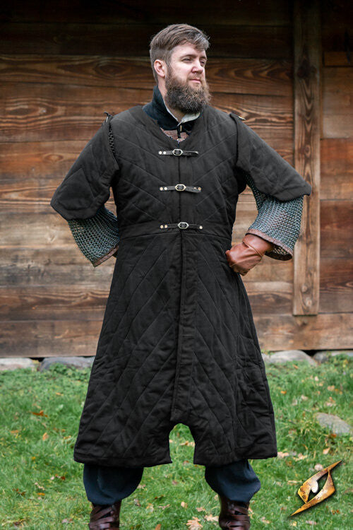 Gambesón medieval modelo Dastan, color negro