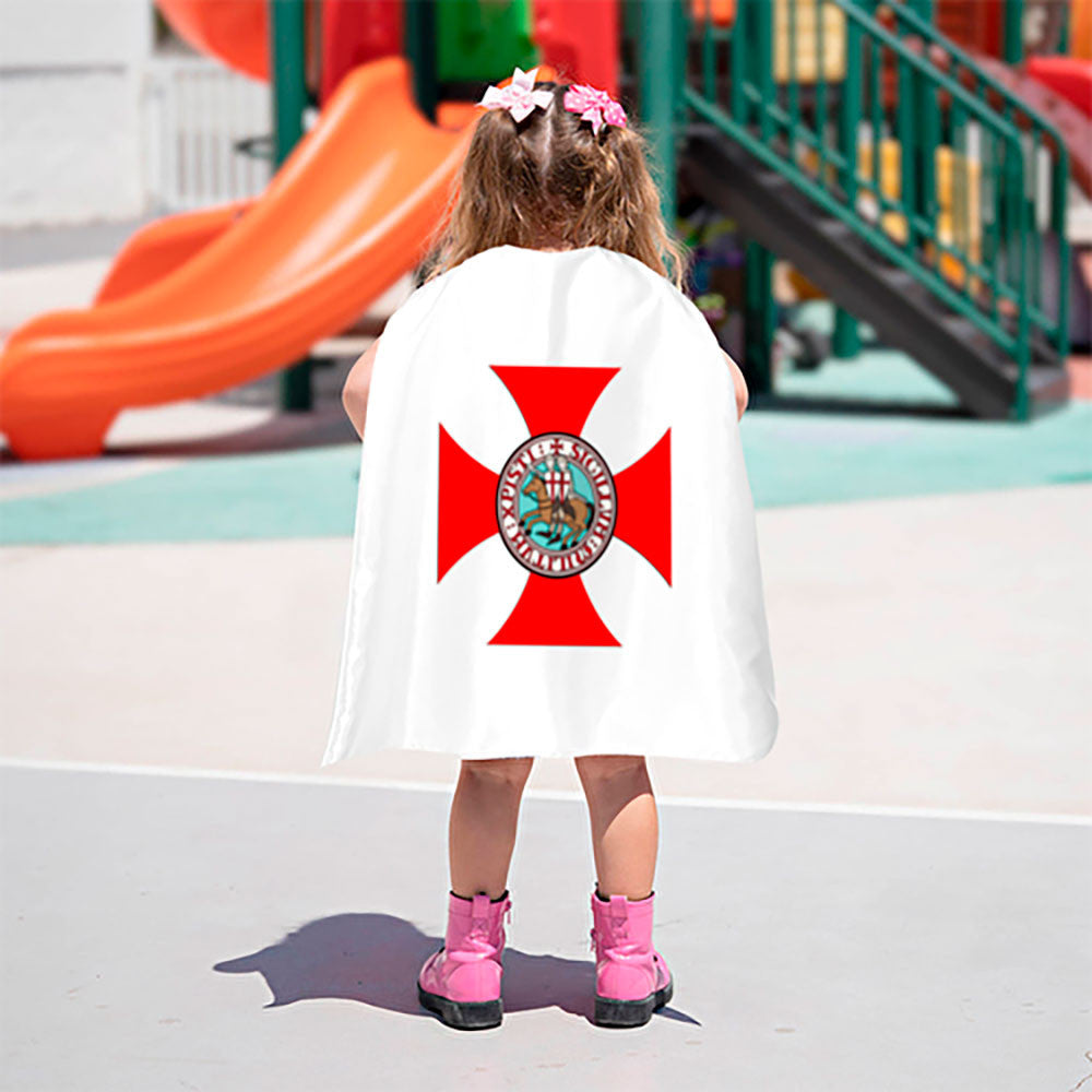 Capa medieval templarios reversible para niños (63x78 cm.)