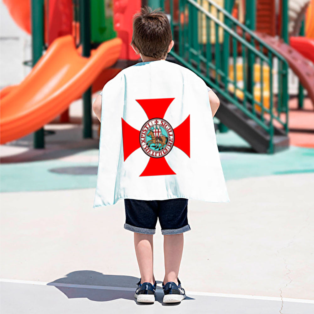 Capa medieval templarios reversible para niños (63x78 cm.)