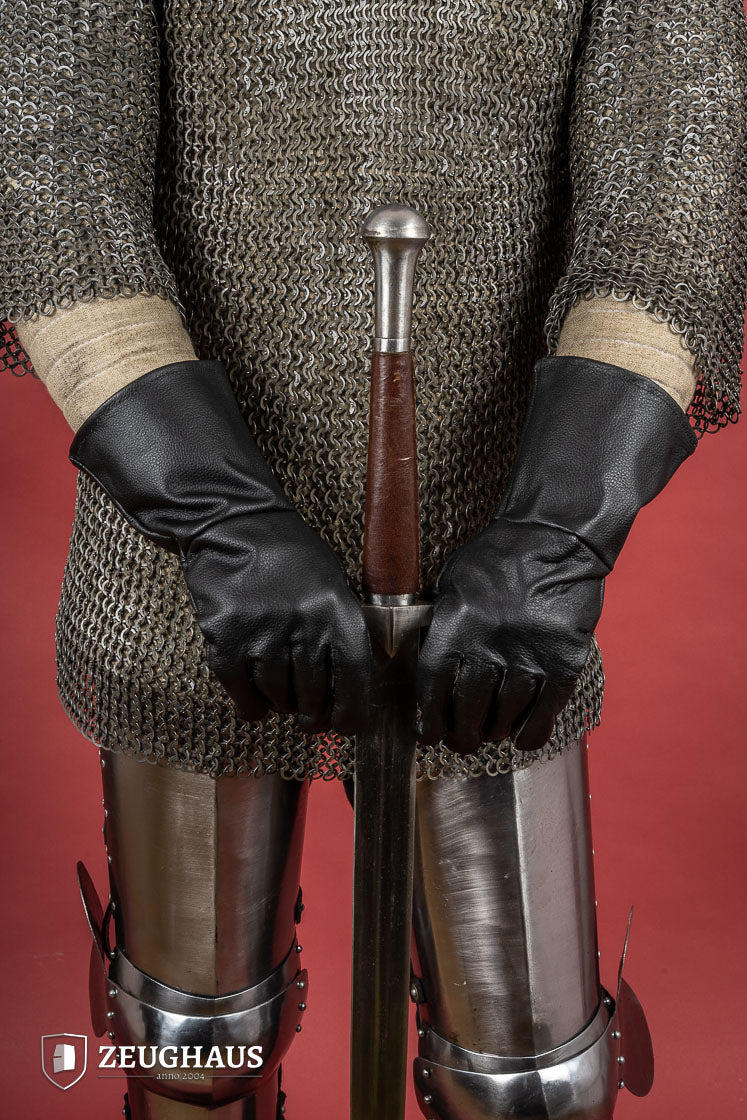Guantes medievales de cuero negro, varias tallas