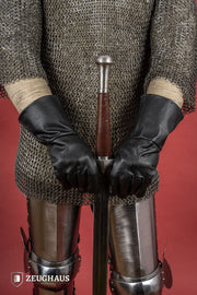 Guantes medievales de cuero negro, varias tallas