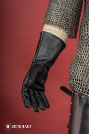 Guantes medievales de cuero negro, varias tallas