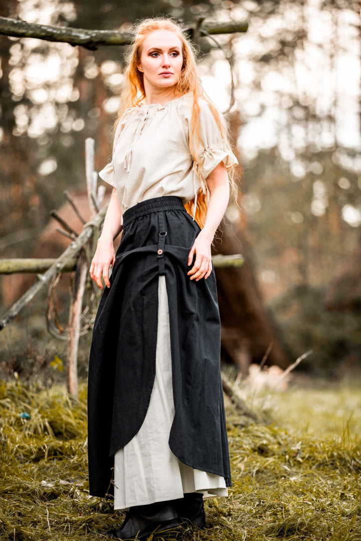 Falda medieval modelo Elise, negro-natural