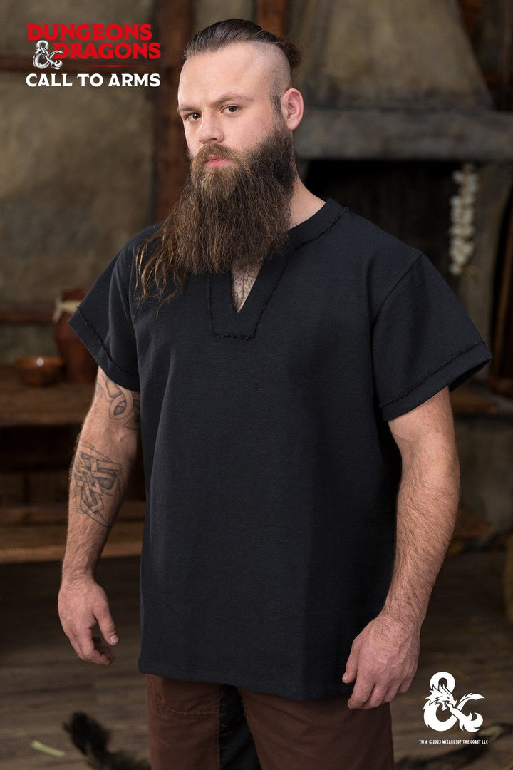 Camisa medieval Bárbara en algodón, color negro