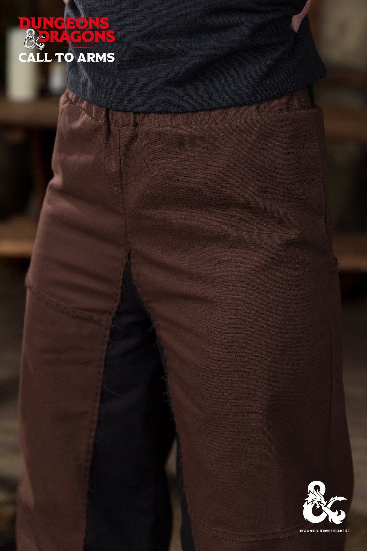 Pantalones medievales Bárbaros en algodón, color marrón-negro
