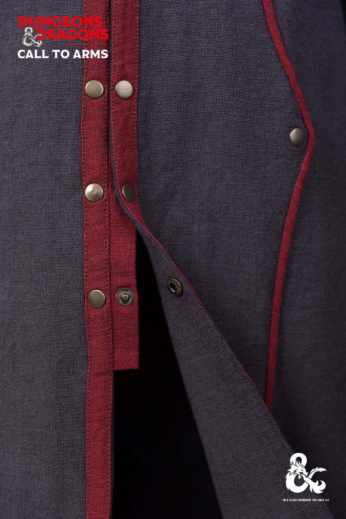 Abrigo medieval de bruja, color gris-rojo