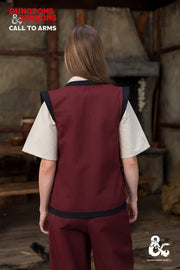 Chaleco medieval de monje, color burdeos-negro