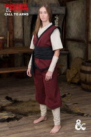 Chaleco medieval de monje, color burdeos-negro