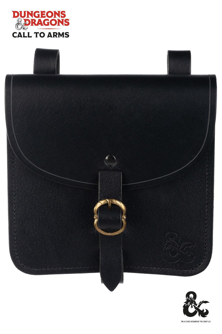 Bolso medieval de aventurero en cuero, color negro