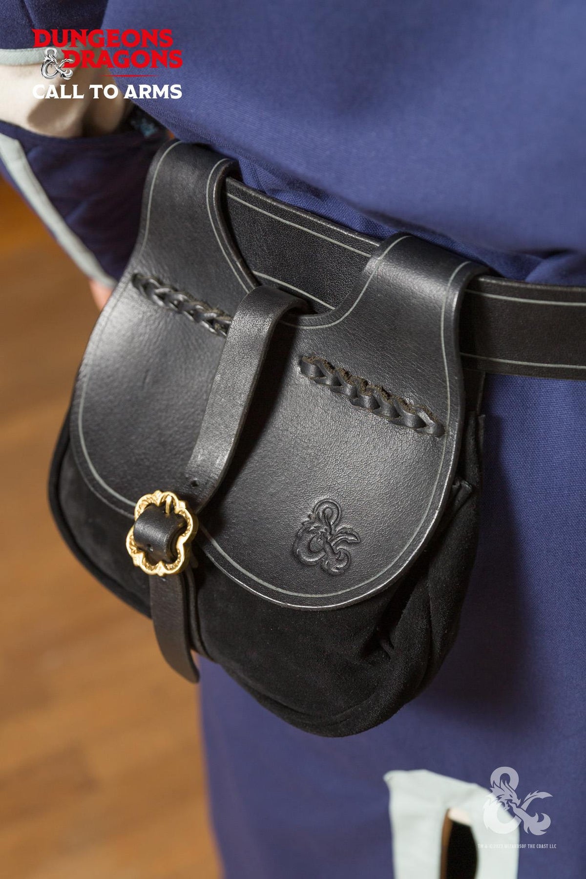 Bolso medieval en cuero modelo Kidney, color negro
