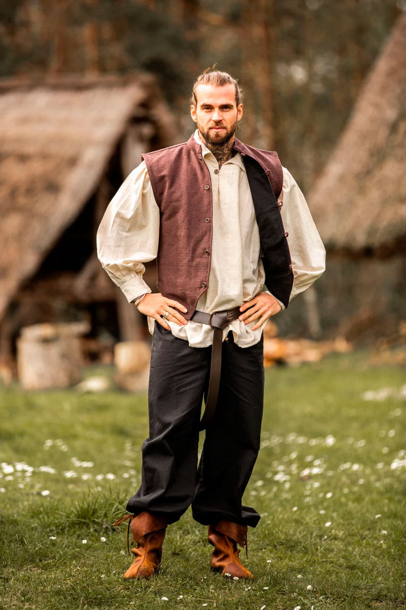 Chaleco medieval tejido a mano Irvin, marrón
