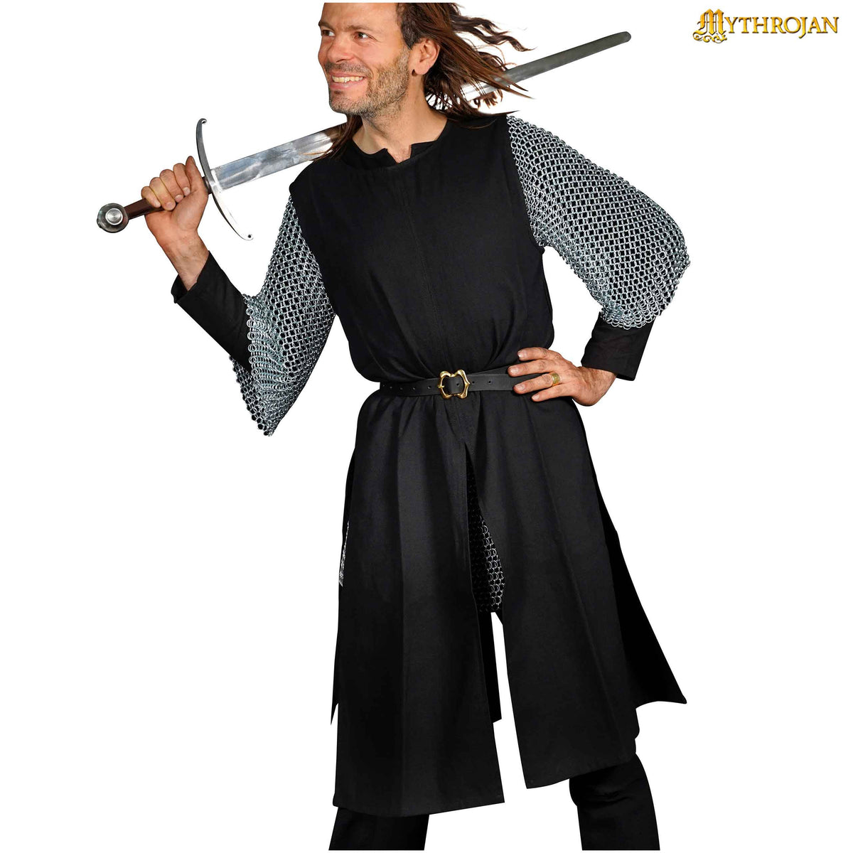 Tabardo medieval guerrero vikingo, negro