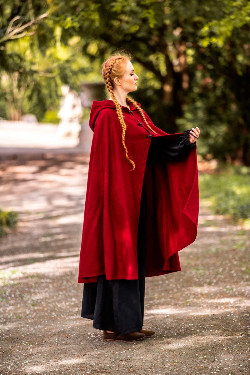Capa medieval corta de dama modelo Marie, color rojo