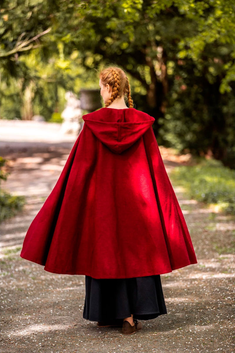 Capa medieval corta de dama modelo Marie, color rojo