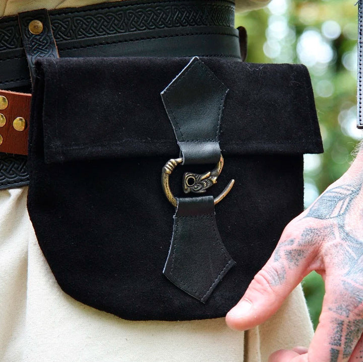 Bolso medieval de cuero modelo Will, negro